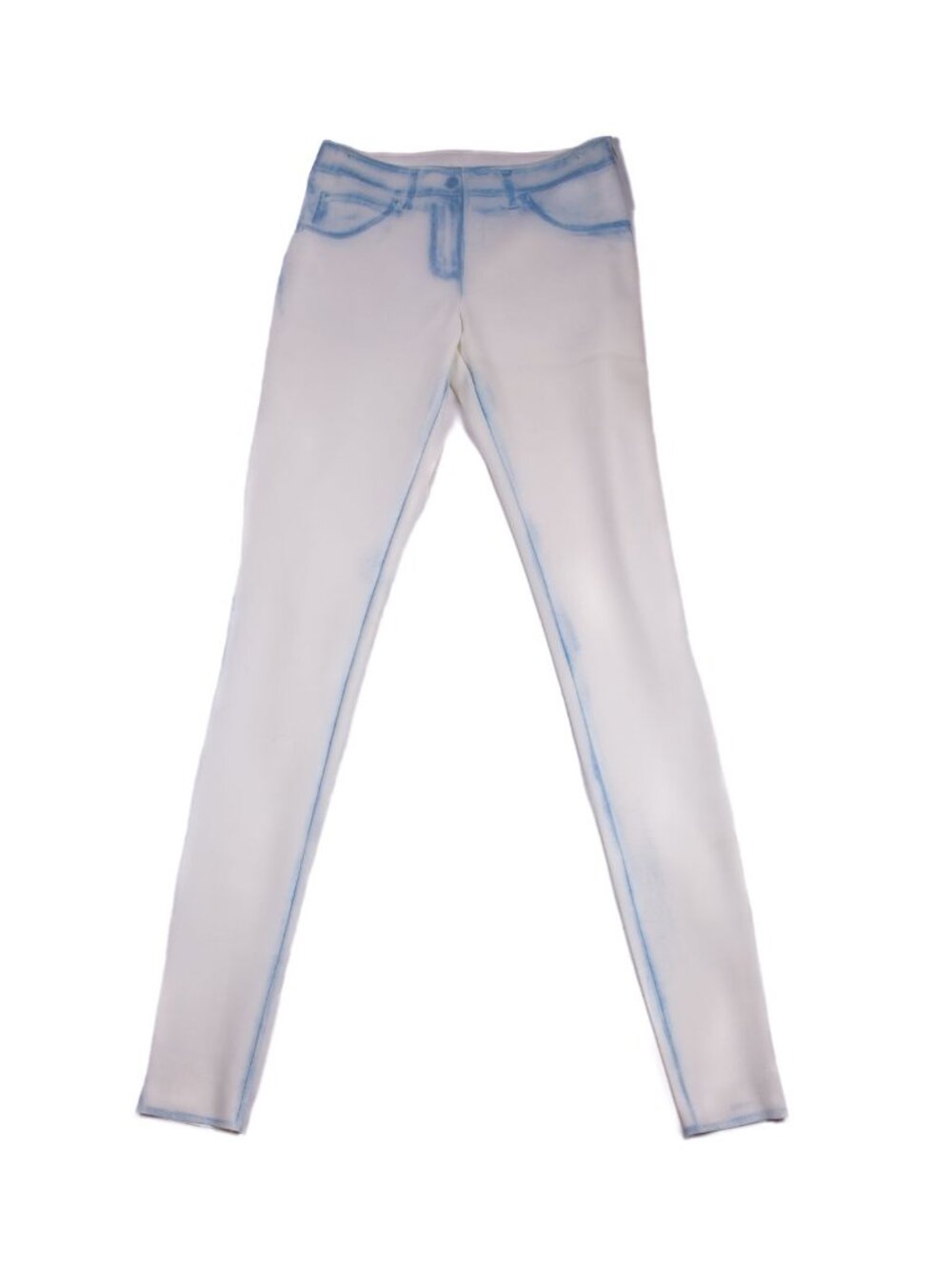 MAISON MARTIN MARGIELA AW13 Trompe L'oeil White Blue Jean Print Leggings Sz M